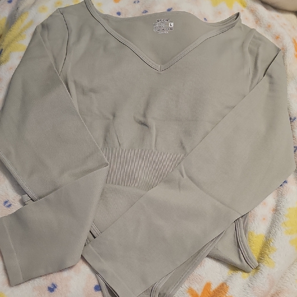 V-Neck Gray Bodysuit